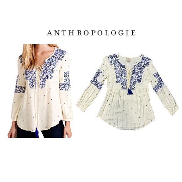 Anthropologie Vanessa Virginia Libra Peasant Top by Size 2 - Picture 1 of 17